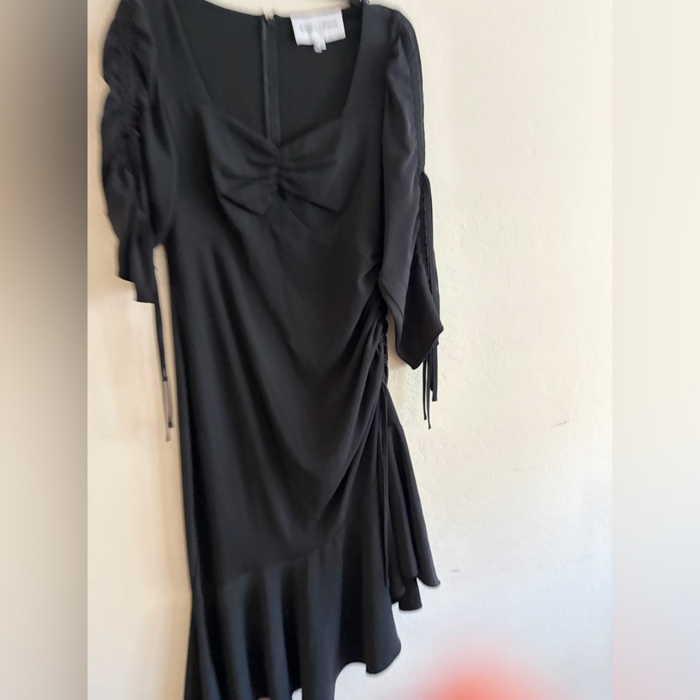 Rodarte Black Ruched Asymmetric Ruffle Dress 2XS - Picture 7 of 14